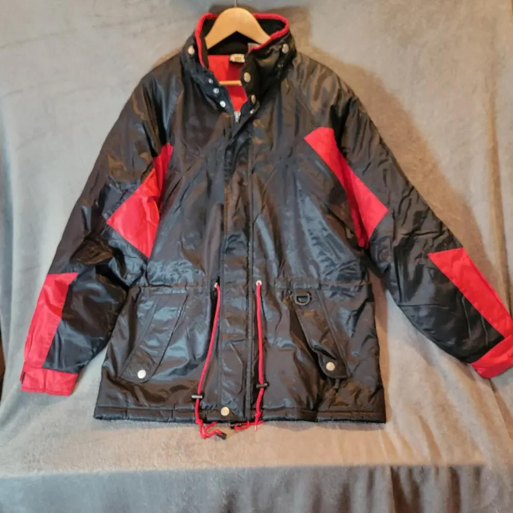 Vintage Malboro Unlimited Gear Mens Medium Black Red Jacket Nylon Full Zip